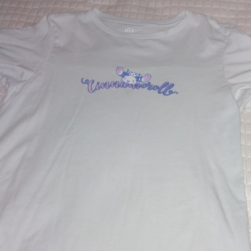 Uniqlo White Shirt with Purple Print